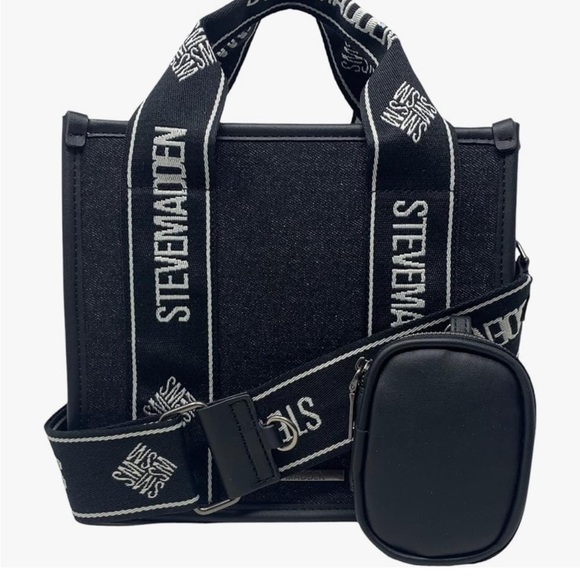 Steve Madden Black Messenger Bag Sleek and Minimalist - Picture 4 of 16